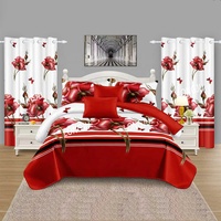 Ensemble de literie à motifs floraux exquis Ensemble de draps de luxe 8 pièces avec rideaux de chambre à coucher Prix abordable