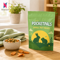 Sachet plat à fermeture arrière imprimé sur mesure, qualité alimentaire, pour petites friandises pour animaux de compagnie, emballage d'aliments pour animaux