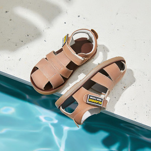 Sandales d'été pour garçons à bout fermé, chaussures en cuir pour enfants, sandales à semelle en caoutchouc dur - Product Image 2