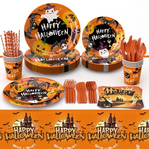 Bán chạy nhất hiện đại halloween-theo chủ đề dùng một lần Giấy Bộ đồ ăn tấm và ly cho trẻ em bên trong <span class=keywords><strong>2025</strong></span> hộp đóng gói - Product Image 5
