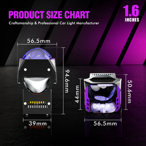 Chenlang 1,6 Zoll mit drei Laser-Abblend-/Fernlichtstrahlern, 150W/90W, superhelle Nachrüstlampen, flache Bi-LED-Projektorlinse für Auto und Motorrad - Product Image 2