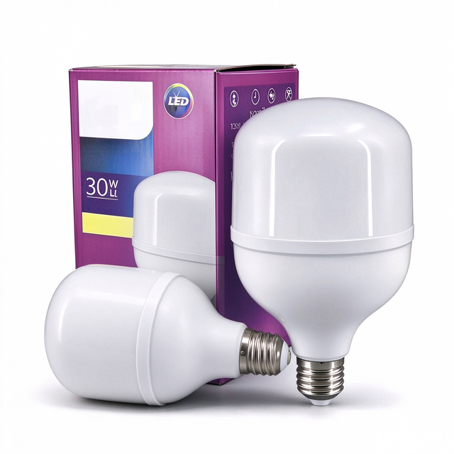 Residential AC Plastic 6500K Cool White LED Light Bulb 5W-50W E27/B22 Base