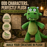 Peluche personnalisée Dragon Vert, jouet animal de dessin animé, créature debout avec cornes, pointes dorsales et longue queue pour OEM