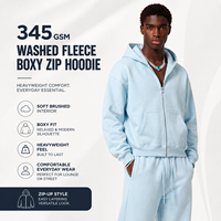 Sweat-shirt zippé ample en molleton brossé 345 GSM, style vintage américain, veste zippée intégrale, streetwear lourd et ample pour homme, fourniture marque privée