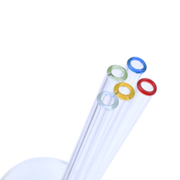 Pailles en verre borosilicate transparentes et droites de 200*8mm, personnalisables, écologiques, pour cocktails, accessoires de bar offerts
