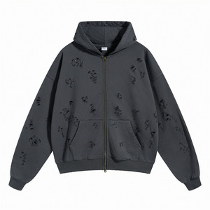 Nouvelle collection hiver : Sweat-shirt unisexe vintage en coton 450 g/m² brodé, délavé et vieilli, coupe oversize, style streetwear, avec fermeture éclair, personnalisable pour homme. - Product Image 6