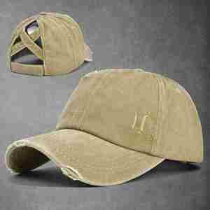 Custom Embroidery Printing Logo Washed Distressed Baseball <b>Cap</b> Ponytail Hat High Messy Bun Ponycap for <b>Women</b> Promotion Gifts - Product Image 3