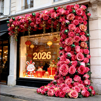 ODIS Promotion Exceptionnelle Roses Artificielles Scintillantes en Plastique Or Rouge Fleurs Éternelles Décoration de Fond pour Cabine Photo Réveillon du Nouvel An