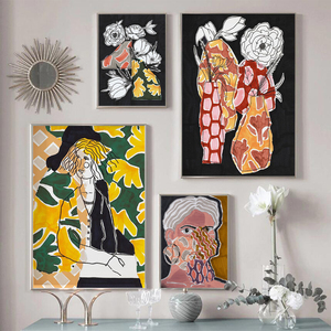 Póster de Lienzo Original <span class=keywords><strong>con</strong></span> Impresiones Cálidas y Acuáticas, Estilo Boho Ecléctico Abstracto, <span class=keywords><strong>con</strong></span> Diseño Floral, para Decoración de Paredes de Salas de Estar - Product Image 2