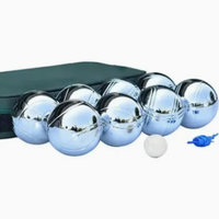 Jeu de boules de pétanque pour 2 à 4 joueurs. Kit de jeu d'extérieur pour pelouse et plage avec pallino, corde de mesure et sac de transport.