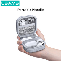 USAMS ZB351 Tas Penyimpanan Pelindung Earphone Kapasitas Besar Anti-Benturan, Kantong Pelindung Kabel Data Genggam, Flash Drive USB