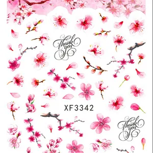 Adesivo de flores coloridas para unhas, decalque de arte para unhas, folha de girassol e borboletas, 3d, verão, 2021