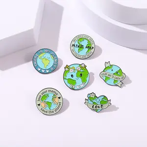 Warming Badge Environmental Save Planet Enamel Pins Everyday Is Earth Day NO PLANET B Recycle Green lapel Brooch Oppose Global