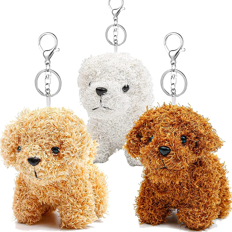 Kids Gifts Cute Brown White And Light Brown Puppy Stuffed Animals Small Doll Custom Soft Mini Toys Plush Dog Keychain