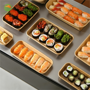 Dùng một lần Takeaway Sushi kraft giấy container cho siêu thị cấp thực phẩm giấy kraft Khay sushi với logo - Product Image 1