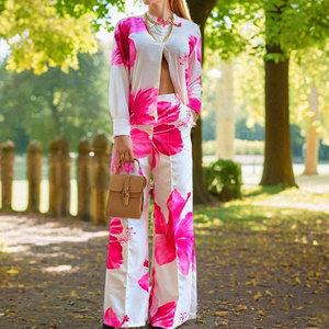 Abbigliamento moda Design stampato nuovo stile camicia pantaloni larghi due pezzi Homewear <span class=keywords><strong>donna</strong></span> d'affari <span class=keywords><strong>Casual</strong></span> 2 pezzi Set da <span class=keywords><strong>donna</strong></span> - Product Image 3