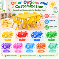Ensemble table et chaises colorées pour enfants d'âge préscolaire, pour l'apprentissage et le jeu, avec options de hauteur fixe et réglable