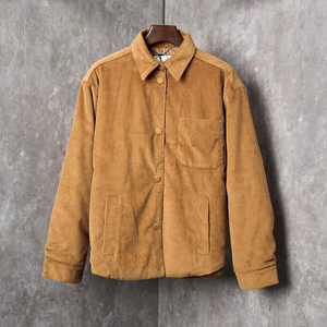 Veste d'hiver imperméable <span class=keywords><strong>Softshell</strong></span> pour homme Manteau en polaire coupe-vent simple boutonnage OEM Veste en duvet de coton texturé en velours côtelé - Product Image 1