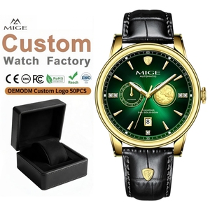 ผู้ผลิตนาฬิกา OEM แบบกำหนดเอง แบรนด์ส่วนตัว นาฬิกาข้อมือจักรกลอัตโนมัติ Miyota 8217 สำหรับผู้ชาย สายหนัง ดีไซน์โดดเด่น - Product Image 1