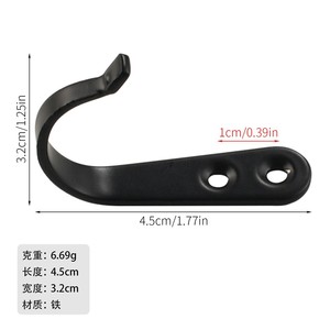 <b>Black</b> Wall Mounted Coat Hooks Durable Rectangle Shape Hardware Accessories for Cabinet <b>Wardrobe</b> Bathroom - Product Image 5