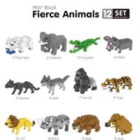 Mini-ensemble de blocs de construction animaux féroces, série de collection à assembler soi-même pour enfants et adultes, cadeau promotionnel en gros