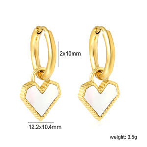 Heart-Shaped Huggie <b>Earrings</b> Gold Stainless Steel Studs <b>Red</b> Black White Color For Gift Fashion Jewelry - Product Image 5