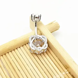 Nouveau produit transfrontalier très demandé : Bijou de piercing pour nombril en zircon cœur de pêche à six griffes, vente en gros transfrontalière - Product Image 4