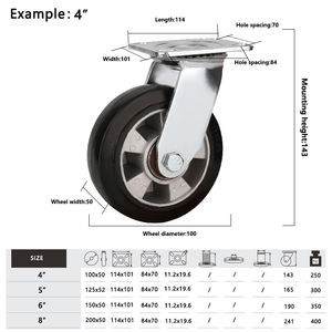 Schwenk bremse <span class=keywords><strong>Omni</strong></span> Directional Elastic Black Rubber Aluminium Kernst reifen Pneumatischer Industrie wagen Hoch leistungs räder Rollen - Product Image 4
