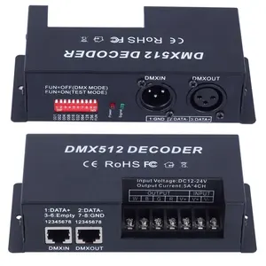 Decoder Dmx 512 Controller Dmx RGBW Led light Strip Dimmer Controller driver Dc 12V-24 V