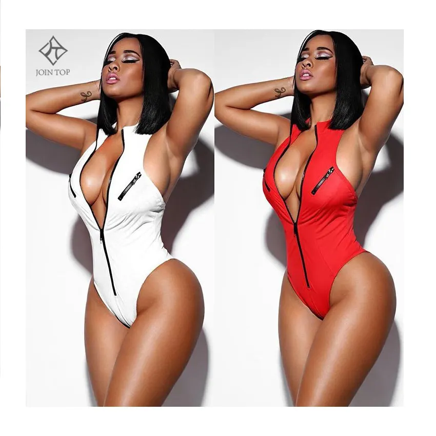 Tking Custom Logo Printed Breathable Solid Sexy Printed Zipper High Waist Elastic Romper Triangle 2021 Sexy One Piece Swimwear