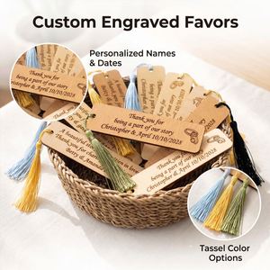 Personalize Wooden <b>Bookmark</b> with Tassel, Custom <b>Bookmark</b> Wedding Favors, Bulk <b>Bookmark</b> Favor Wedding <b>Gift</b> Guest - Product Image 3