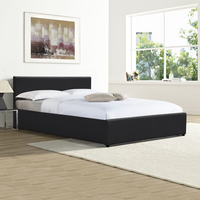Kunstleder Schwarzes PU-Polsterbett Europäisches Softbett Kingsize-Bettgestell Ottoman-Bett mit Stauraum