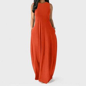 El más nuevo diseño de las mujeres sueltas Casual Slip vestidos sin mangas Color sólido Correa señoras ropa de ocio moda señoras <span class=keywords><strong>vestido</strong></span> largo - Product Image 6