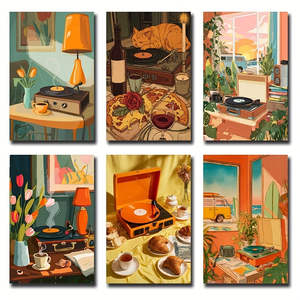 CHENSITORY Lot de 6 kits de peinture par numéros colorés, peintures à la main pour adultes, coloriage par numéros, décoration - Product Image 1