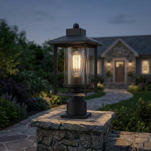 Lampe de jardin extérieure noire VVN-P homologuée ETL, étanche et alimentée électriquement avec abat-jour en verre, en promotion - Product Image 3