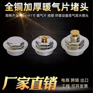 Copper Radiator <b>Plug</b> 4-1/2 External Thread 20mm For Underfloor Heating Vent Drain Easy Installation - Product Image 5