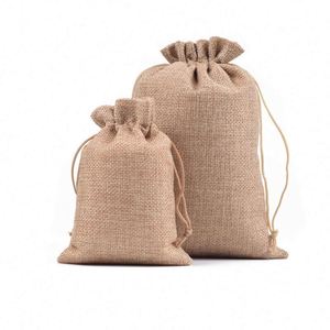 Bolsa de yute natural al por mayor con cordón para regalos navideños, bolsa de yute para cuidado corporal - Product Image 3