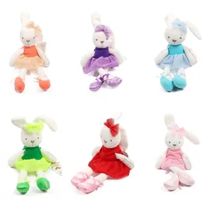 批发睡前玩具42厘米兔子芭蕾舞者公主布娃娃快乐可爱毛绒长耳兔毛绒玩具儿童