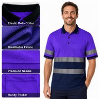 Chemise polo de sécurité haute visibilité ZUJA avec logo personnalisé, 100 % polyester, manches courtes, couleur contrastée, pour vêtements de sécurité réfléchissants