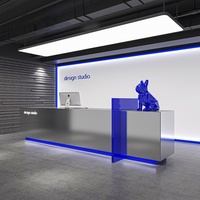 Comptoir de réception en acier inoxydable de style minimaliste moderne pour salle de sport, studio de danse, entreprise, salon de coiffure, magasin de vêtements, bar, caisse