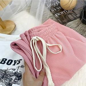 Pantalon long ample pour <span class=keywords><strong>femme</strong></span>, taille haute, coupe droite, avec cordon <span class=keywords><strong>de</strong></span> serrage, style décontracté, collection Printemps-Été - Product Image 2