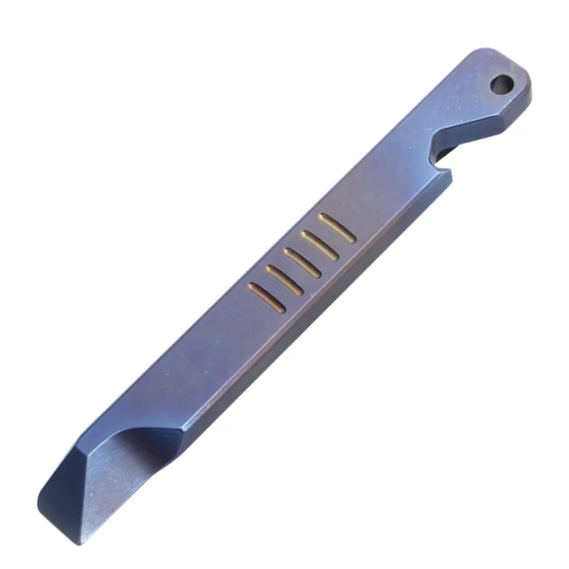 Factory Customized CNC machining anodized EDC outdoor pocket titanium bottle opener pry bar mini small crowbar Multi tool