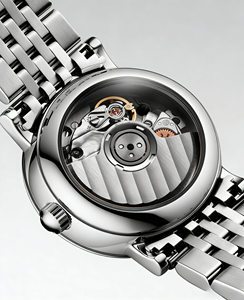 Montre mécanique circulaire Longinesing Compact, élégante pour un usage quotidien, cadran blanc, chiffres romains, acier inoxydable. - Product Image 3