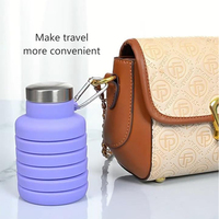 Bouteille d'eau pliable en silicone écologique, portable, anti-fuite, sans BPA, réutilisable, 500 ml, compatible lave-vaisselle et micro-ondes, vente en gros