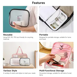 Customized Logo Women Clear Waterproof Makeup Pouches Travel Toiletry Transparent PVC Cosmetic Bags