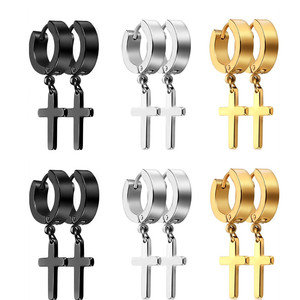 <span class=keywords><strong>Orecchini</strong></span> a cerchio Hip Hop stile Punk in acciaio inossidabile 304 lucido a mano con cerniera in acciaio inossidabile per <span class=keywords><strong>uomo</strong></span> - Product Image 3