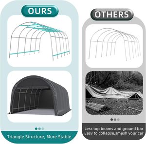 Abri de voiture 12x20FT robuste et portable en acier galvanisé, au design moderne en arche, avec protection anti-neige, abri de stockage extérieur pour voitures et camions - Product Image 5