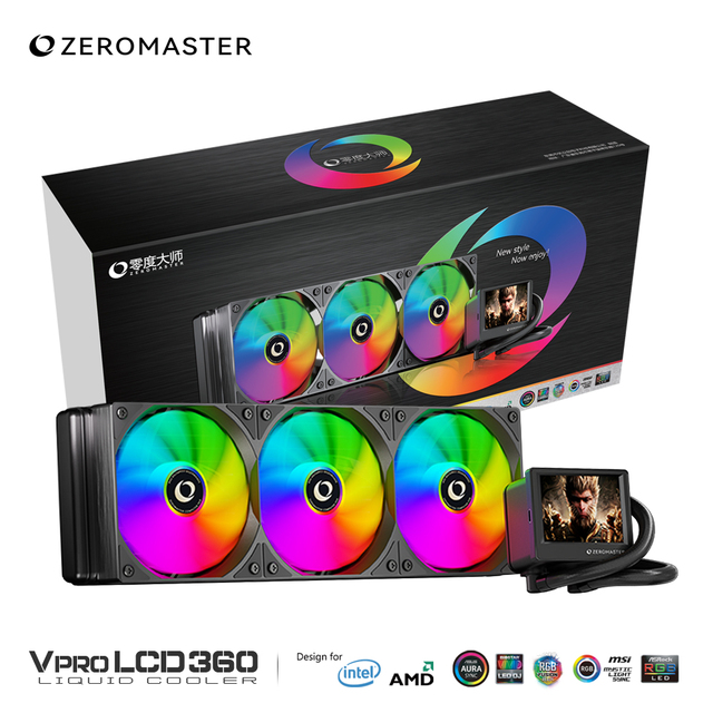 Zeromaster LCD Screen 360mm AIO CPU Liquid Cooler ARGB Water Cooling System for PC Supplier