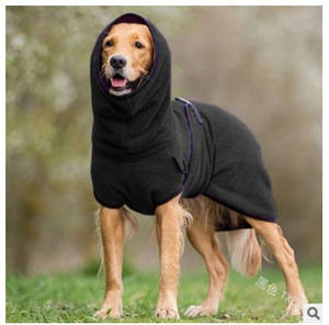 Serviette à séchage rapide pour animaux de compagnie, vêtements chauds d'hiver épais à capuche de couleur unie pour chiens - Product Image 6