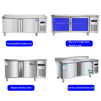 Table de travail réfrigérée commerciale avec congélateur - Refroidissement par air, acier inoxydable, double température, dégivrage automatique, pour bar à thé au lait